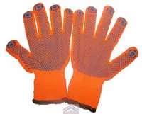 Перчатки акриловые Зима ПВХ с начесом оранжевые, зеленые