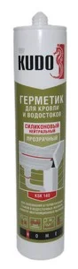 Герметик силиконовый для кровли и водостоков Kudо, 280 мл, прозрачный