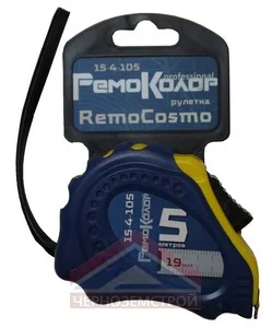 Рулетка 5 м х19 мм "RemoCosmo" обрезиненный корпус, автофиксатор, магнитный крючок