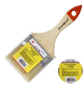 Кисть плоская "Стандарт" № 3 75 мм натуральная щетина, деревянная ручка