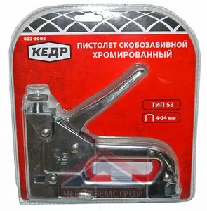 Степлер мебельный тип скобы 53, 4-14 мм, хромированный корпус "КЕДР"