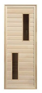 Дверь липа со стеклом 1900 х 700 с коробкой сорт А "Два стекла"