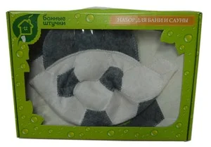 Набор для сауны "Футбольный мяч" 2 предмета шапка+коврик войлок